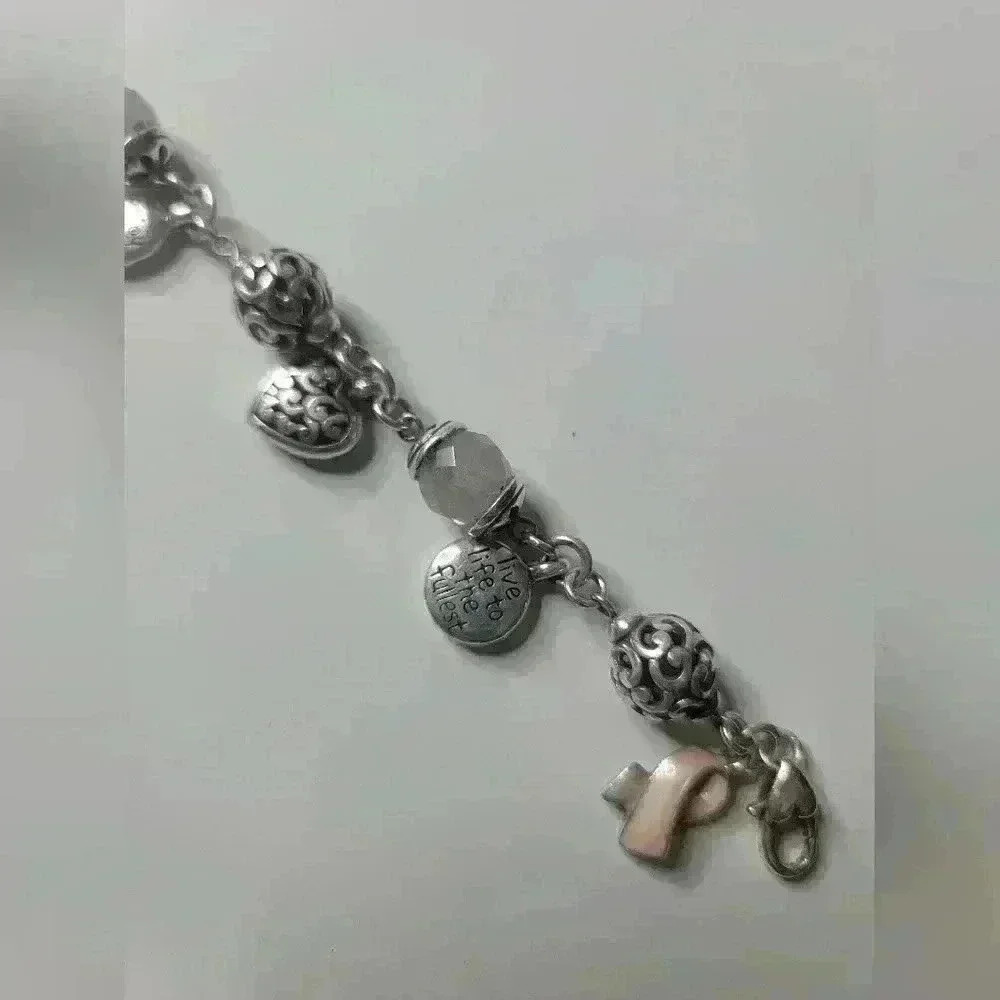♡Brighton POWER OF PINK 2007‎ Breast Cancer Charm Bracelet - Retired